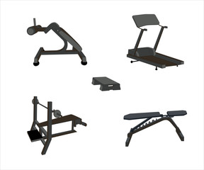 Set of Sports Trainer. Simulator. Isolated Vector Illustration.