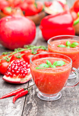 red healthy vitamin cocktail in the glass cup