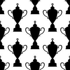 Trophy cups with decorated tops seamless pattern