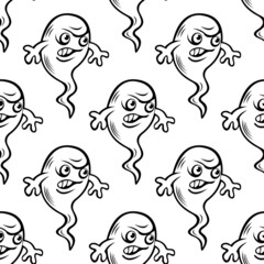 Funny little ghosts seamless pattern