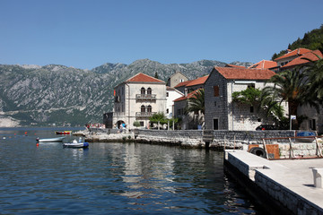 Fototapeta na wymiar View on seafront in Perast, Montenegro