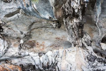 Fototapeta na wymiar Ancient paintings on cave walls
