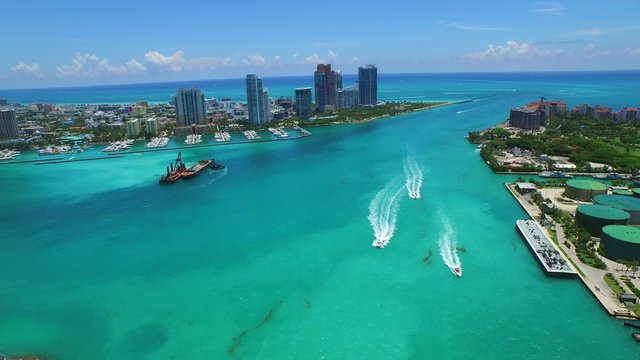 Aerial view of Miami Beach shot with a drone 4k
