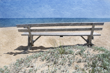 Bench on a beach on Martha's Vineyard 