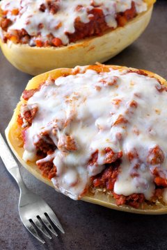 Spaghetti Squash Baked With Ground Turkey And Cheese