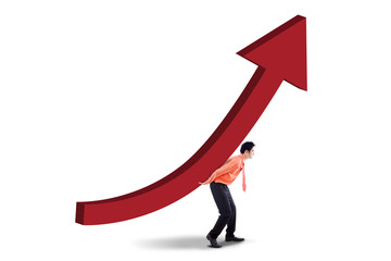 Male investor with investment growth chart