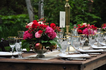 Outdoor table setting for formal event