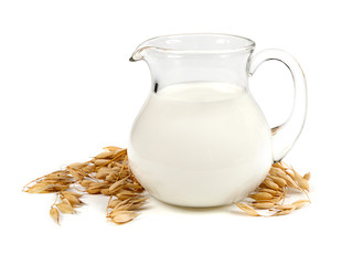 Milk and cereal isolated on whate background