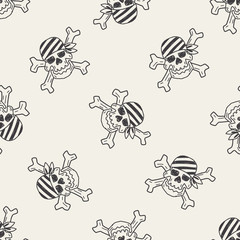 skull doodle seamless pattern background
