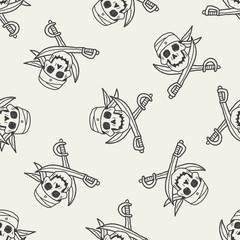 skull and knife doodle seamless pattern background