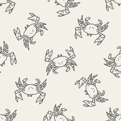 Crab doodle seamless pattern background