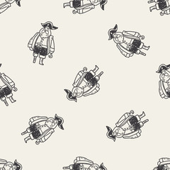 pirate captain doodle seamless pattern background