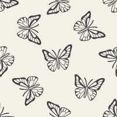 butterfly doodle seamless pattern background