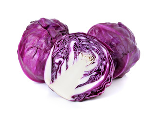 red cabbage over white background
