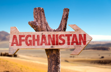 Afghanistan wooden sign with desert background