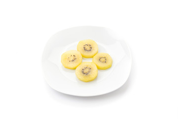Golden Kiwi fruit isolated on white background