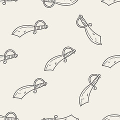 knife doodle seamless pattern background