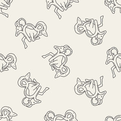 Capricorn Constellation doodle seamless pattern background