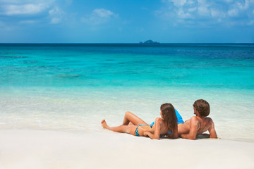 Young couple on the tropical beach