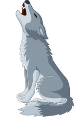 Naklejka premium Cartoon Wolf howling
