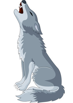 Cartoon Wolf howling Stock Vector | Adobe Stock