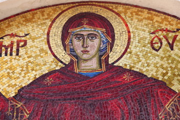 Virgin Mary - mosaic icon in Orthodox Christian church, on June 09, 2009 in Budva, Montenegro