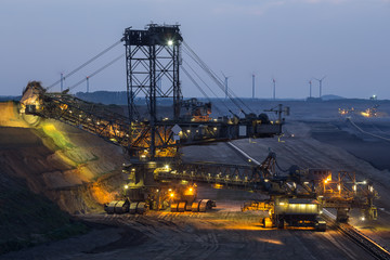 bucket-wheel excavator in open-cast coal mining in germany in th