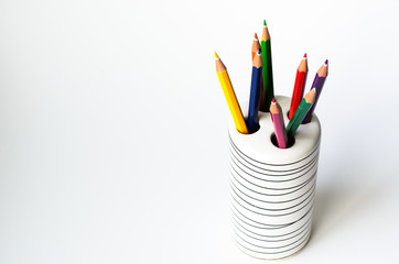 Colored pencils in the glass 