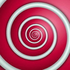 Digital painting of white spiral on red