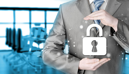 lock security businessman protect concept