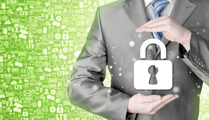 lock security businessman protect concept
