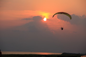 Paramotor and sunset