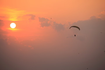 Paramotor and sunset