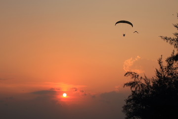 Paramotor and sunset