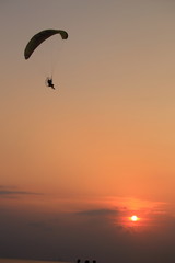 Paramotor and sunset