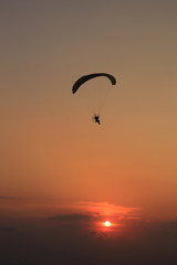 Paramotor and sunset