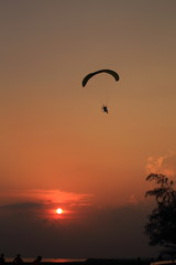 Paramotor and sunset