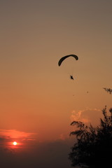 Paramotor and sunset