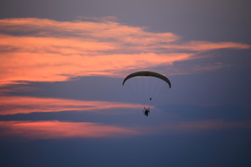 Paramotor and sunset