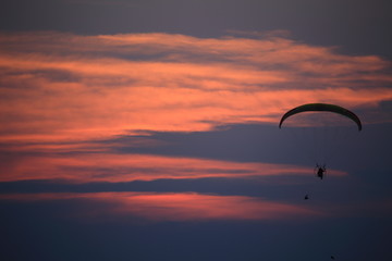 Paramotor and sunset