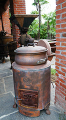 Obraz premium Antique stove and pot in Switzerland
