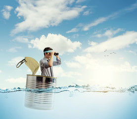 man sailing in a can - business concept