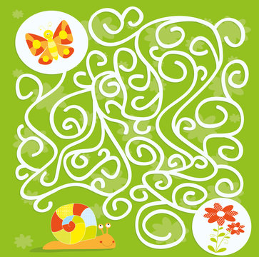Maze for children with flying butterfly / vectors