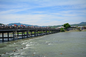 Obraz premium Togetsu Bridge in Arashiyama, Kyoto, Japan