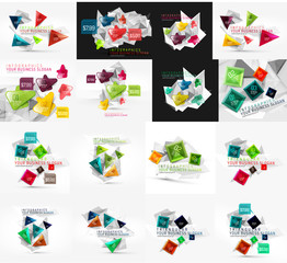 Set of light, paper design option infographic banner templates