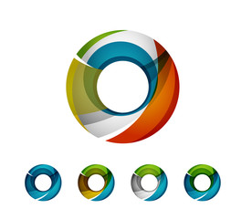 Set of abstract geometric company logo ring, circle