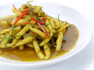 Fried squid curry. Thai food.