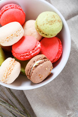 Sweet macaroon in a bowl
