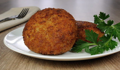 Chicken cutlets in breadcrumbs