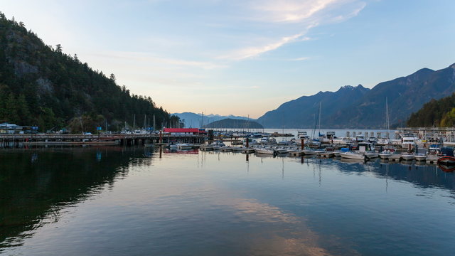 UHD 4k Time Lapse of Moving Clouds at Sunset in Horseshoe Bay BC Canada 4096x2304